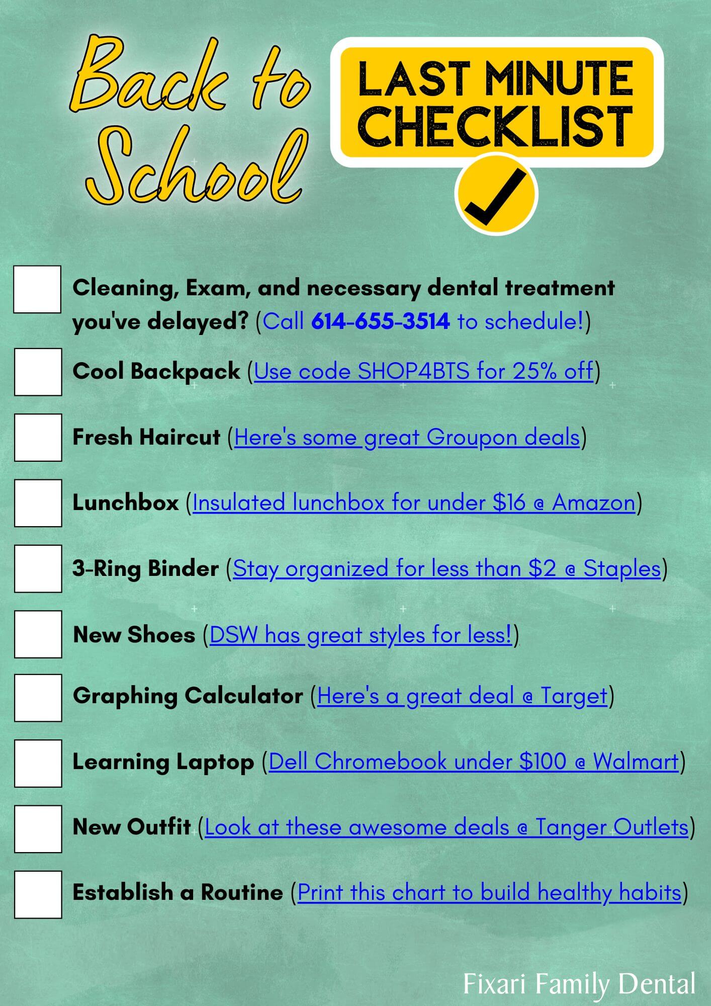 Back to School Last Minute Checklist